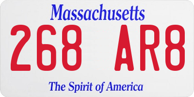 MA license plate 268AR8