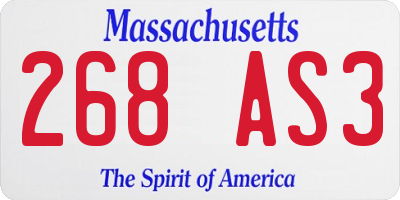 MA license plate 268AS3