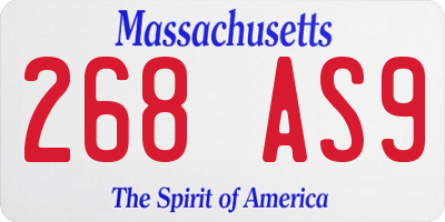 MA license plate 268AS9