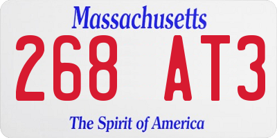 MA license plate 268AT3