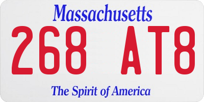 MA license plate 268AT8