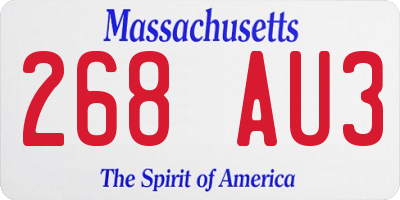 MA license plate 268AU3