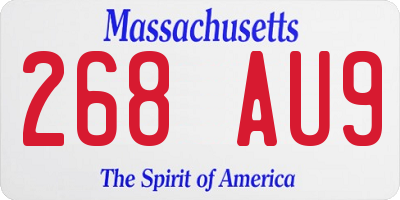 MA license plate 268AU9