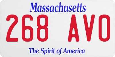 MA license plate 268AV0