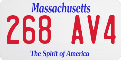 MA license plate 268AV4