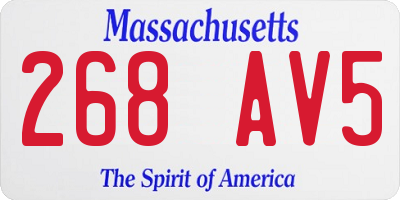 MA license plate 268AV5