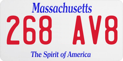 MA license plate 268AV8