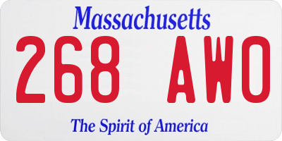 MA license plate 268AW0