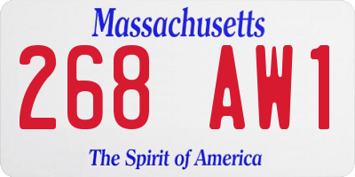 MA license plate 268AW1