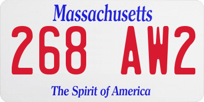 MA license plate 268AW2