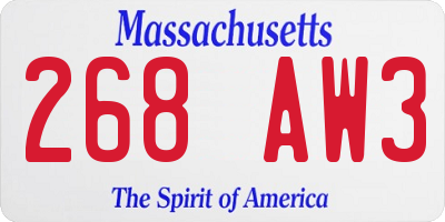 MA license plate 268AW3