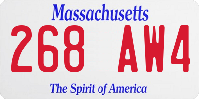 MA license plate 268AW4