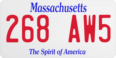 MA license plate 268AW5