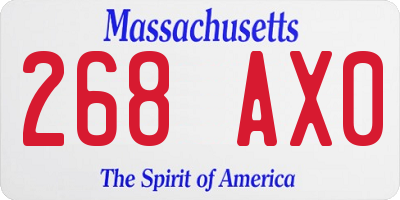 MA license plate 268AX0
