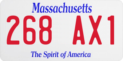 MA license plate 268AX1