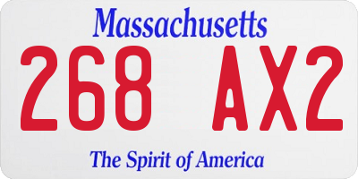 MA license plate 268AX2