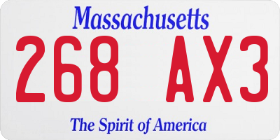 MA license plate 268AX3