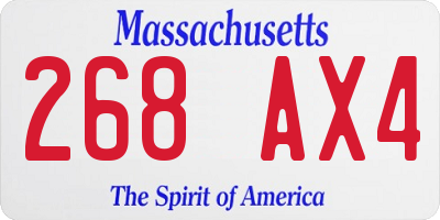 MA license plate 268AX4