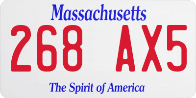 MA license plate 268AX5