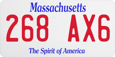 MA license plate 268AX6