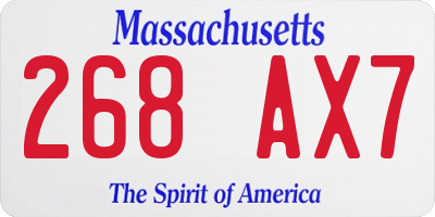 MA license plate 268AX7
