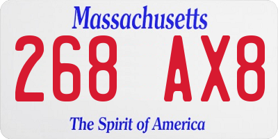 MA license plate 268AX8