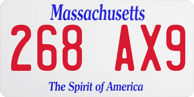 MA license plate 268AX9