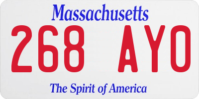 MA license plate 268AY0