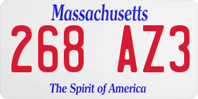 MA license plate 268AZ3
