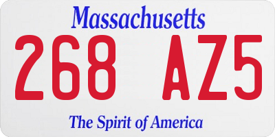 MA license plate 268AZ5