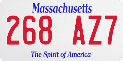 MA license plate 268AZ7