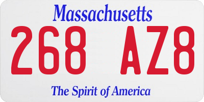 MA license plate 268AZ8