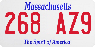 MA license plate 268AZ9