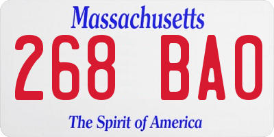 MA license plate 268BA0