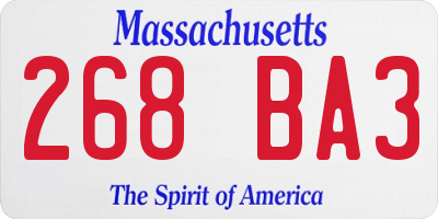 MA license plate 268BA3