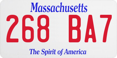 MA license plate 268BA7