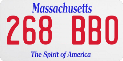 MA license plate 268BB0