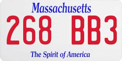MA license plate 268BB3