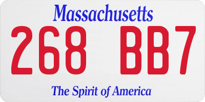 MA license plate 268BB7