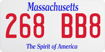 MA license plate 268BB8