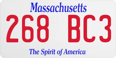 MA license plate 268BC3