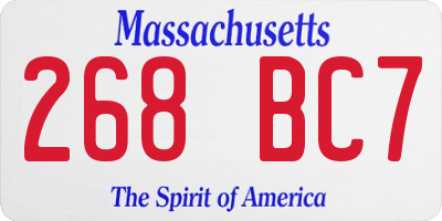 MA license plate 268BC7