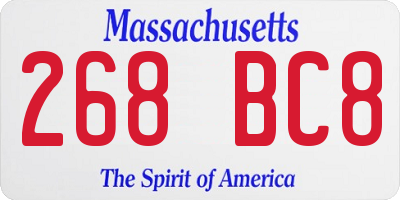 MA license plate 268BC8