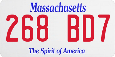 MA license plate 268BD7