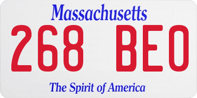 MA license plate 268BE0
