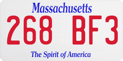 MA license plate 268BF3
