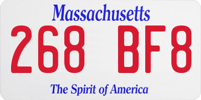 MA license plate 268BF8