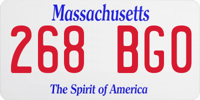 MA license plate 268BG0