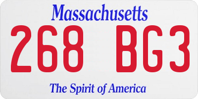 MA license plate 268BG3