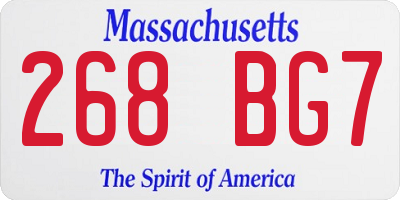 MA license plate 268BG7
